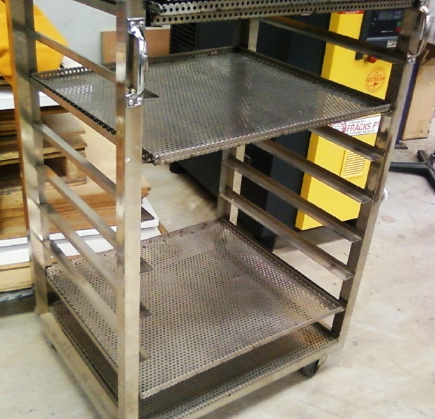 stainless steel trolleywith perforated trays