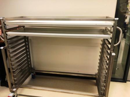 Custom fabricated stainless steel tray trolley