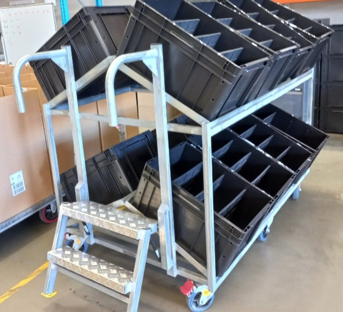 Online warehouse trolley for fast warehouse fulfilment in Central Coast facility.