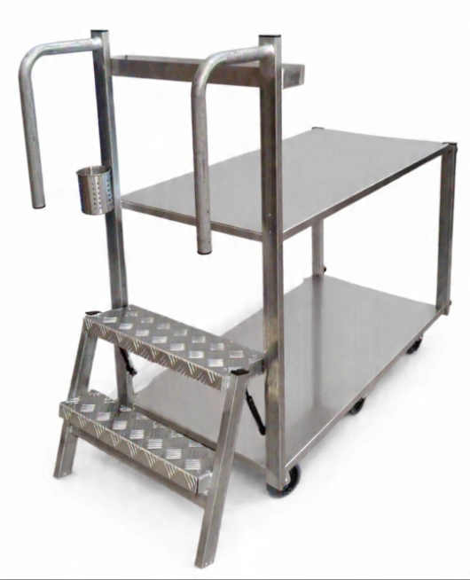 Custom stainless steel trolley fabricated for Warriewood Northern Beaches